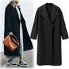 Autumn Winter Wool Coat Women Casual Vintage Solid Long Sleeve Thick Coats Female Elegant Warm Black Casaco Feminino