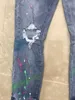 Men's Jeans Splash ink jet color gradient jeans zipper