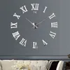 Grote Wall Clock 3D DIY Grote Keukenklokken Romeinse Cijfer Acryl Spiegel Stickers Oversize Wandklok Voor Woonkamer Home Letter H1230