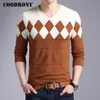 Mäns Tröjor Cashmere Ulltröja Män 2022 Höst Vinter Slim Fit Pullovers Argyle Pattern V-Neck Pull Homme Jul