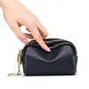 Solid Color Leather Mini Change Men Purse with Simple Car Key Ring Women Coin Card Bag en Three Zippers Wallet1