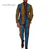 Conjunto de 2 peças para homens tradicionais áfrica calças de roupas ternos homens festa de manga comprida blazer ternos plus size outfits africanos lj201124