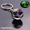 2022 new 12 Constellation Luminous Keychain Glass Ball Pendant Zodiac Keychain Glow In The Dark Key Chain Holder Mix style Free