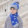 Conjunto de chapéus infantis grossos e quentes de inverno para meninos e meninas lindos gorros duplos cachecóis para presente