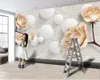 Flower 3d Wallpaper White Floating Ball Delicate Flowers 3D Wallpaper Romantic Flower Decorative Silk 3d Mural Wallpaper