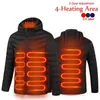 T-shirts d'extérieur Vestes chauffantes électriques Manteau USB Manches longues 4 Zones Chauffage à capuche Vêtements thermiques d'hiver chauds1