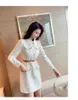 2021 EINE Linie Vestidos Herbst Elegante Drehen Unten Kragen Mode Schlank Tweed Kleid Runway Frauen einreiher Woolen EINE linie Kleid Weibliche