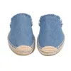 Tienda Soludos espadrilles slippers for Flat Limited New Denim Summer Cotton Cotton Fabric Pantufas Slides Woman Shoes 201026