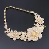 Bridal Dubai Gold Color Flower Jewelry Sets Women Fashion Necklace Earrings Ring Bracelet African Wedding Jewelry Set