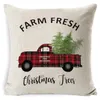 Christmas Travesseiro Caminhão Xmas Árvore Holding Travesseiro Capa de Linho Cartoon Almofada Capas Retro Plaid Fronha Casas Xmas Decoratio Pillowcase846