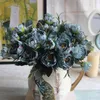 30cm Rose Rosa Silkbukett Peony Konstgjorda Blommor 5 Stora Heads 3 Small Bud Bride Bröllop Heminredning Fake Blommor Faux