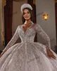 Abiti da sposa vintage arabi sauditi Bling manica lunga abito da ballo in pizzo musulmano Robe de Mariage 2022268o