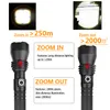 XHP90.2 Alüminyum Taktik LED El Feneri USB Şarj Edilebilir Zoom Torch Güç 18650 veya 26650 Pil Lantern Litwod 1285 Siyah