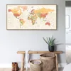 World Map Decorative Picture Canvas Vintage Poster Nordic Wall Art Print Large Size Painting Modern Study Office Room Decoration Z233h