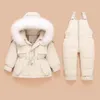 겨울 어린이 의류 세트 아기 소녀 겨울 점프 슈트 소녀를위한 자켓 소년 코트 옷 두꺼운 스키 스노우 양복 LJ201202