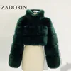 Zadorin 패션 가짜 코트 따뜻한 스탠드 칼라 슬림 푹신한 재킷 여성 겨울 모피 코트 플러스 사이즈 201215