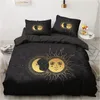 3D Black Beddengoed Sets Dekbed / Quilt / Trooster Cover Set Bed Linnen Kussensloop Koning Koningin 245x210cm Size Alleen Gold Design Gedrukt 201210