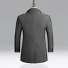 Casaco masculino de lã outono inverno meio longo mistura de lã jaqueta casual casaco masculino de lã cinza/preto/vinho tinto