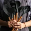 Деревянная ручка Sile Spula термостойкая суп -ложка без приготовления кухонная кухня кухонная кухонная посуда 8 стилей H jllwaa