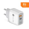 20 Вт PD + QC3.0 USB C Зарядное устройство Быстрая зарядка стены Адаптер питания EU US Plug для универсальной модели оптом 100x