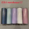 local warehouse!!!sublimation glitter white straight tumbler 20oz shimmer tumblers slim cup Stainless Steel vacuum water bottle