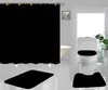 Simple Print Duschvorhänge Sets Hipster hochwertiger vierteiliger Anzug Badezimmer Anti-Peeping rutschfest Deodorant Muss Bad-Toilettenmatten baden