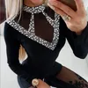 Oymak Rhinestone Tees Kadınlar Uzun Kollu Örgü T-Shirt Bahar Sonbahar Slim Fit Bayan Siyah Gömlek Tops Siyah Gömlek Camiseta Mujer D301