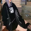 Kore Moda Erkekler Hoodie 2021 Sonbahar Rahat Tişörtü Y2K Rhinestone Örümcek Web Baskı Goth Hoodies Streetwear Unisex Çekin