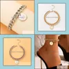 Bracelets de cheville Bijoux Punk Chaîne épaisse pour femmes filles Gold Wafer Alliage Métal Pieds réglables Accessoires Bohème Drop Livraison 2021 Jxkwt