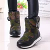 2020 leather mid-calf Children winter snow boots kids shoes for girls boys Camouflage with fur plush warm Children's girl shoe LJ200911