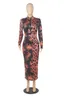 Costumes Costumes Femmes Léopard Imprimer Front Fermeture à glissière Peut porter une robe longue Spring Spring Automne Nouveau Snake Print Sexy Slim Slim Molycéros Robe Maxi Party Vestidos