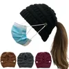 Klassisches Design Hohe Qualität Womens Outdoor Windproof Maske Gestrickte Hut Stretchy Weave Winter Split Wolle Hüte Kappen