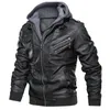 CHAIFENKO marca cappotto invernale moda con cappuccio moto PU giacca casual biker ecopelle giacche da uomo 201215