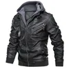 CHAIFENKO Marque Manteau d'hiver Mode À Capuchon Moto PU Veste Casual Biker Faux Vestes En Cuir Hommes 201215