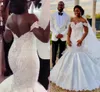 Lüks Arapça Dubai Mermaid Gelinlik 2021 Kapalı Omuz Backless Kristal Rhinestones Vestidos De Mariage Gelin Kıyafeti