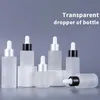 Classic 20ml 30ml frosted clear droppers bottles eye essential oil serum glass bottle with black silver dropper