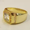 Erkekler için alyans altın dolu prenses kesilmiş büyük kare kübik zirkonya parmak yüzüğü boyutu 8-131
