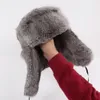 New Russian Winter Unisex Real Rabbit Fur Bomber Hat Men Warm 100 Natural Rabbit Fur Hats Male Full Pelt Genuine Rabbit Fur Cap Y8930874