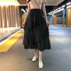 Women Polka Dot Ruffles Beach Midi Skirts Black White High Waist Boho Layer Flare Skirt For Women Summer 2020 Buttoms Ladies T200712