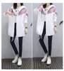 Fashion Women Patchwork Color Trench Coat Spring Autumn Casual Hooded Medium Long Outerwear Female Windbreaker Clothing 201030