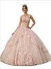 Vestido rosa princesa quinceanera doce 16 vestido de bola 2022 apliques lantejas de miçangas de flores para festas sem costas Vestidos de 15 vestidos para quinceanera