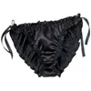 Silk Satin Ruffle Panties Sexy Lace-up Underwear Briefs Solid Color Low Rise Breathable Underpants Female Lingerie212K