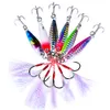 Jigging Lead Fish Lures Metal Flat Fall Slow Baits 7G-10G-15G-20G-30G Casting Lure Deep Sea Jig Fishing Tackle With Feather Hook