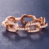 Creative Chain Ladies Zircon Ring for Women Silverplated Rose Gold Copper Rhinestone Ring Populära bröllopsmycken4939786