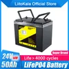 LiitoKala 24V 50Ah 60Ah LiFePO4-Akku für Motorrad-Solarsystem, E-Bike, Elektrorollstuhl, Elektroroller, Wohnmobil, Wohnmobil, Golfwagen, Off-Road, netzunabhängig, Solarwind