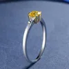 925 Sterling Silver Color Popular Stone są eleganckim wyrafinowanym żółtym pierścieniem
