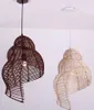 Snigel hängande lampa ny rotting konst system ljuskrona enkel trädgård vardagsrum matsal klädaffär kreativ conch rund hamp rep lampa