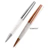 12st /Lot Rose Gold /Silver Pen Fine Black Ink Crystal Ballpoint Ring Wedding Office Metal Roller Ball Gi1ballpoint Pennor