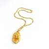 Ltalian Figaro Link Kedja Halsband Hängsmycke Huvud Sun Wukong Handsome Monkey King US Mens Solid Gold GF 4 mm Bredd Mode Smycken