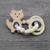 DIY Baby Beißring Buche Tiere Stillarmbänder Zahnen Holz Lebensmittelqualität Silikon Perlen Rasseln Spielzeug Personalisierte Armbänder